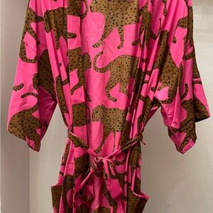 Emerson Fry Pink and Brown Animal Print Kimono